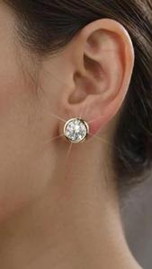 Boucles d'oreilles clous en diamant de laboratoire serti clos 1+1CT 2+2CT 3+3CT, plaqué or 14K, coupe classique, solitaire, bijoux fins pour femme, cadeau - Product Image 4