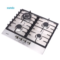 Estufa de Gas Empotrable Xunda OEM de 60CM, Venta Directa de Fábrica, 4 Quemadores, Estilo Europeo, Acero Inoxidable