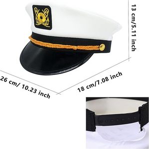 Captain Hats Adjustable White Sailors Navy <strong>Marine</strong> Admiral <strong>Caps</strong> - Product Image 6