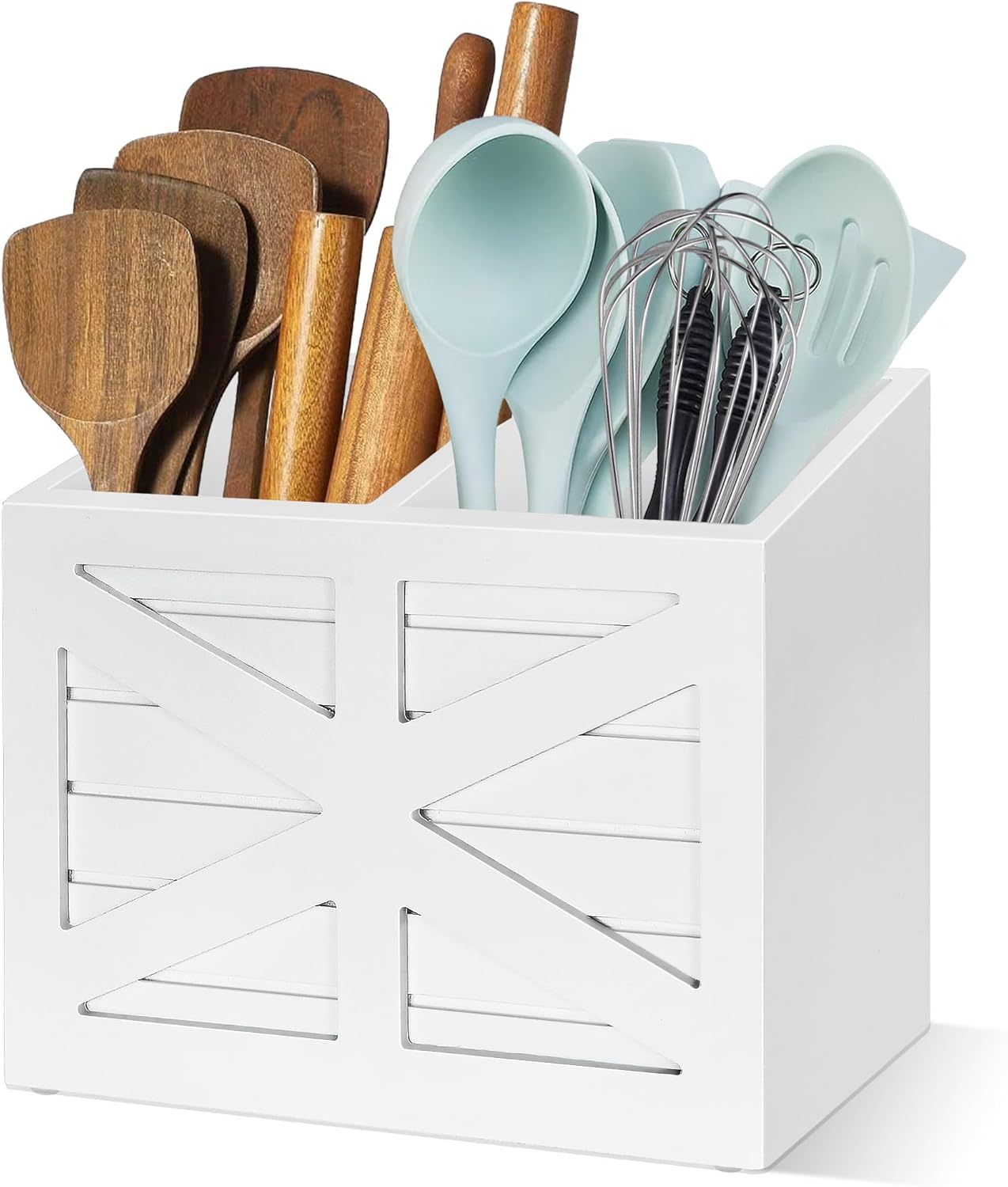 Wooden Cutlery Rack, Cutlery Storage Rack Black Cutlery Rack with 2 ...