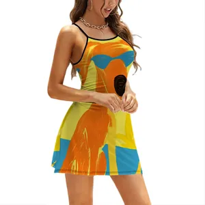 Vestido corto elegante de tirantes finos con imagen personalizada para damas de oficina cuello cuadrado Imperio de moda fiesta Club cena XS 3XL barato - Product Image 4