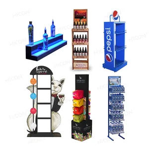 Pop Pos Holz karton Metall Led Acryl Wasser Cola Bier Getränk Getränk Schnaps Flasche Bar Regal Stand Wein Display Rack