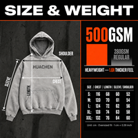 Sweat à capuche épais 500 g/m² pour homme, style vintage délavé à l'acide, coupe oversize, avec logo personnalisé, impression en relief, broderie, dégradé rétro, streetwear