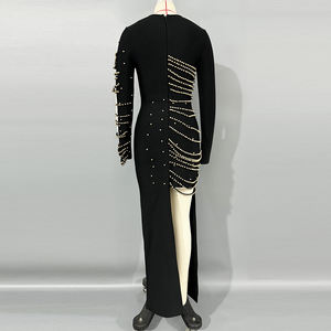 เดรสทรงดินสอรัดรูปแขนกุดสีดำสำหรับงานปาร์ตี้สำนักงานธุรกิจสไตล์แต่งระบายย้อนยุคของผู้หญิง - Product Image 5