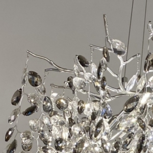 Lustre moderne de luxe à pompons en cristal gris fumé lampe suspendue de décoration d'intérieur lumière de branche d'hôtel villa - Product Image 3