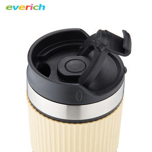 Tasses à café avec manches en Silicone en acier inoxydable, 350ml, sans BPA, ensemble <span class=keywords><strong>de</strong></span> couleurs, avec Logo personnalisé, pour voyage, style français - Product Image 4