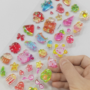 Wholesale Anime 3D Transparent Eco-friendly PVC Reusable Matte Varnishing Drop Epoxy Stickers Custom Jelly Crystal Decoration - Product Image 5