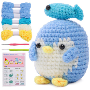 Kit de Crochet Créatif Animal de Dessin Animé Pingouin - Matériel de <span class=keywords><strong>D</strong></span>écoration en Coton Écologique Fait Main DIY - Product Image 3