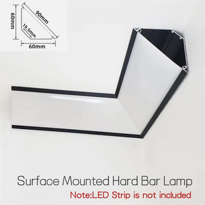 Haz oblicuo de 45 ° LED Perfil de aluminio Tipo V Esquina superior Techo Montado al ras Panel de yeso PC Difusor Canal Barra lineal Tira de luz - Product Image 5