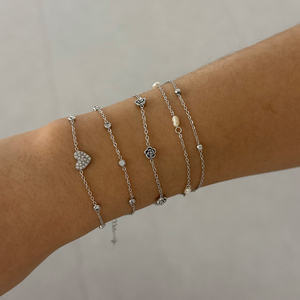 CLIORO Set <span class=keywords><strong>di</strong></span> Bracciali in Acciaio Inossidabile Dorato con <span class=keywords><strong>Perle</strong></span> <span class=keywords><strong>Vere</strong></span> per Uso Quotidiano, Bracciali con Cuore Rosa, <span class=keywords><strong>Perle</strong></span> e Zirconi, Gioielli alla Moda per Donne - Product Image 5