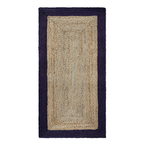 Jute Braided Rug Eco Friendly Non Slip Flat Pile Rectangle Indoor Flooring Natural Purple Geometric Design - Product Image 6