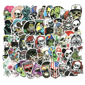 Skull Sticker Pack 50 Cái Cho Máy Tính Xách Tay Chai Nước Điên Vinyl Kinh Dị Skeleton Decals Cho Skateboard Máy Tính Skull Stickers