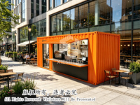 Kedai Kopi Kontainer Prefab, Bar Kopi Outdoor, Stan Makanan, Kafe Prefabrikasi Portabel, Kios Pop Up, Toko Kontainer Mobile 20ft