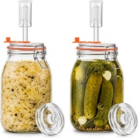Kit de bocal de fermentation 1,8 L (64 fl oz) en acier inoxydable avec barboteur, lot de 2, compatible lave-vaisselle, sans plomb |   Fabrication de verre, choucroute, kimchi