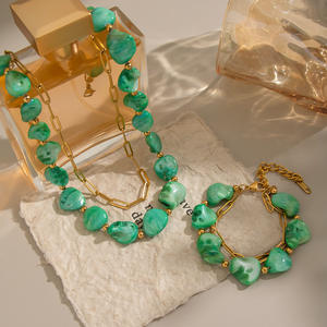 Collar de Piedras Irregulares Verdes Vintage para Mujer, Regalo de Joyería para Fiestas de Verano, Cuentas para Pulsera, Moda con Cuentas - Product Image 1