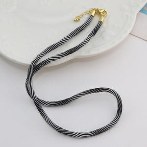 BCL1326新着人気レインボーマルチカラー水波動波編み込みロープストリングコードゴールドエンドチョーカーネックレス - Product Image 4