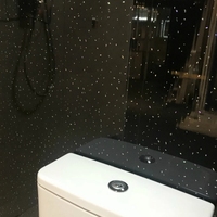 Panneaux muraux en PVC marbré blanc, noir et gris scintillant de 10 mm, 2,4 m x 1 m, imperméables, pour salle de bain et cuisine, revêtement décoratif