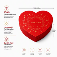 Caja de Regalo de Lujo en Forma de Corazón Rojo al por Mayor OEM, Logotipo Personalizado, Diseño Estrellado con Estampado Dorado, Empaque para Chocolate de San Valentín
