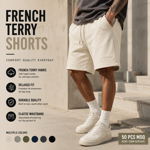 <b>Men's</b> French Terry <b>Shorts</b> Cotton <b>Lounge</b> <b>Shorts</b> Drawstring Sweat <b>Shorts</b> Relaxed Fit Custom Apparel Supplier - Product Image 1