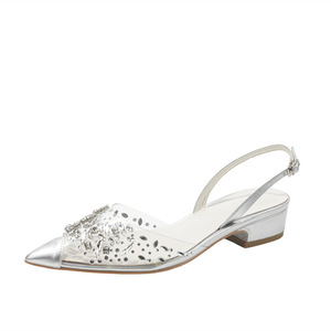 <span class=keywords><strong>Sandali</strong></span> Piatti <span class=keywords><strong>Argento</strong></span> <span class=keywords><strong>con</strong></span> Strass Nuove Scarpe da Ragazza <span class=keywords><strong>con</strong></span> Cristalli e Punta a Spillo - Product Image 2