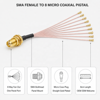 Câble d'antenne micro coaxial SMA femelle à montage sur panneau vers 8 connecteurs U.FL, avec pigtail de sortie ventilé de 8 cm pour routeur