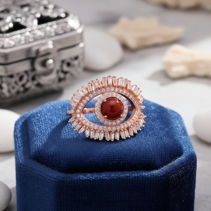 Coral Eye Design <b>Fine</b> <b>Ring</b> Eye of Evil With Baguette Stone Silver <b>Ring</b> Wholesale Handcrafted Silver <b>Ring</b> - Product Image 3