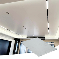 Panneaux en aluminium légers, plats, alvéolés et thermolaqués pour plafonds sans cadre avec spots encastrés surdimensionnés pour salons
