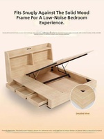 Cadre de lit moderne en bois de pin massif, écologique et durable, pour lits King, Queen et doubles, avec tissu rembourré et table de chevet intégrée