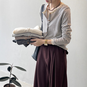 Nouveau cardigan tricoté rayé automne-hiver pour femme, pull fin à col rond et manches longues, design original et tendance - Product Image 3