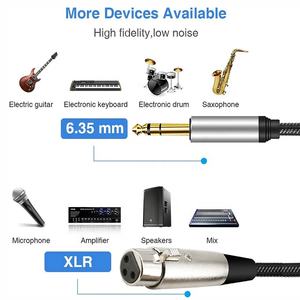 แจ็ค6.35mm 6.5mm <span class=keywords><strong>TRS</strong></span> สเตอริโอปลั๊กตัวผู้ไปยัง3Pin XLR ตัวเมียไมโครโฟนไมโครโฟนลำโพงเสียงกีตาร์สายถัก - Product Image 6