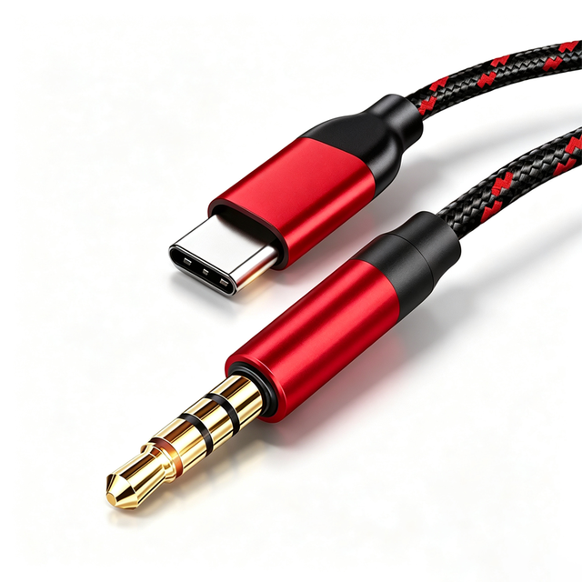 High Quality 4-Pole 3.5MM Male to Type C Male Gold Plated Nylon Braid Car Jack Auxiliary Cable Pure Copper Stereo Audio Speaker