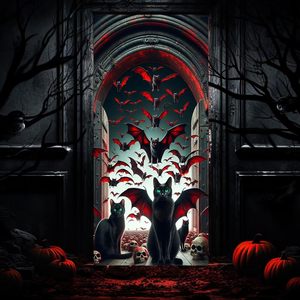 Décorations de fête d'Halloween pour maison hantée : Housse de porte effrayante <span class=keywords><strong>Clown</strong></span> Zombie, Bannière suspendue personnalisable pour la maison - Product Image 2