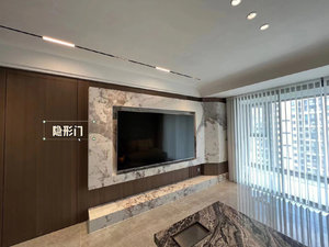 <span class=keywords><strong>Panneau</strong></span> de protection <span class=keywords><strong>mural</strong></span> pour téléviseur de salon avec porte dissimulée, fonction canapé, armoire décorative minimaliste en bois pour hôtel et appartement - Product Image 4