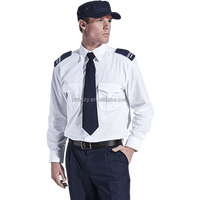 Chemise de travail unisexe de haute qualité en polyester/coton blanc pour agents de sécurité, design uniforme de bureau printanier