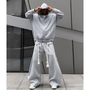 Conjunto de Ropa Urbana Hip-Hop para Hombre, Talla Grande, Silueta Holgada, Sudadera con Capucha y Cremallera, Pantalones Deportivos de Pierna Ancha - Product Image 2