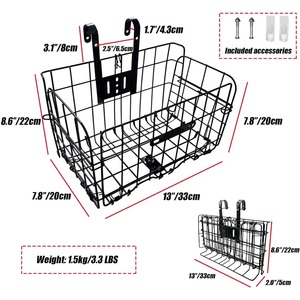 Cesta delantera <span class=keywords><strong>plegable</strong></span> <span class=keywords><strong>para</strong></span> <span class=keywords><strong>bicicleta</strong></span> Cesta de alambre <span class=keywords><strong>para</strong></span> <span class=keywords><strong>bicicleta</strong></span> con asas Fácil instalación en el manillar delantero - Product Image 2