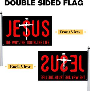 Bandiera Religiosa con Croce di Gesù Cristo, 3x5 Piedi, Stampa Fronte-Retro in Poliestere Leggero, per Giardino ed Esterni - Product Image 4