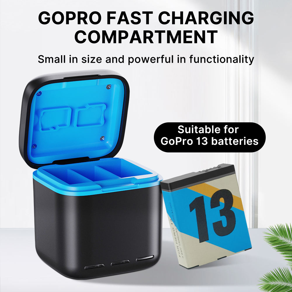 Hongdak 3-slot Battery Charger Compatible for Gopros Batteries Digital Charger Box Storage Charger for Gopro Hero 13