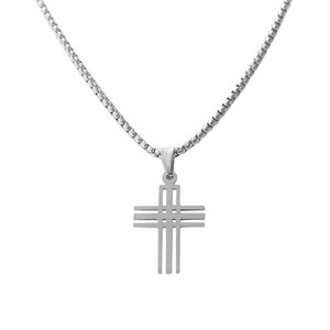 Men's Stainless Steel <b>Cross</b> Pendant Hollow Geometric Design Necklace Gift 120211 - Product Image 3