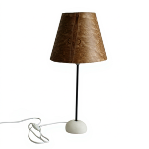 Camelon Exports Modern Brown Cotton <b>Paper</b> <b>Shade</b> Table <b>Lamp</b> with White Base and Black Stem for Gift & Home Decor - Product Image 1