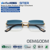 Lunettes de soleil unisexes carrées classiques rétro Sitier OEM&ODM sans monture UV400, montures colorées tendance