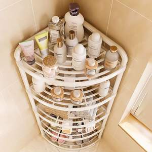 Étagère de rangement pour toilettes moderne et écologique, design triangulaire multi-niveaux du sol au plafond pour la salle de bain - Product Image 4