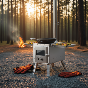 Poêle à bois portable en acier inoxydable 86 pouces Modèle D0100H53L7J Équipement de cuisine de camping en plein air - Product Image 2