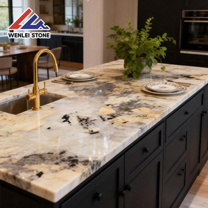 Losa de Mármol Blanco Platino Natural Wenlei de Lujo con Vetas Doradas y Negras, Altamente Translúcida, para Uso <span class=keywords><strong>en</strong></span> Interiores de Cocinas de Villas - Product Image 3