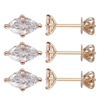 Juego de Pendientes de Oro Sólido de 18 Quilates, Fabricante de Joyería Personalizada, Pendientes de Diamantes Cultivados en Laboratorio de 1ct 2ct 4ct DEF VS Corte Marquesa para Regalos de Pareja