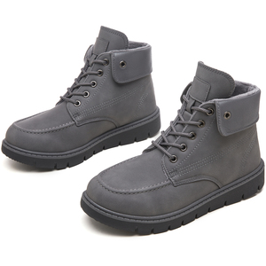 Bottes de randonnée d'hiver <span class=keywords><strong>en</strong></span> <span class=keywords><strong>cuir</strong></span> à talon plat à la mode pour hommes et femmes, conception à lacets de grande taille - Product Image 4