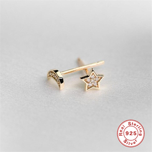 Boucles d'oreilles clous ROXI Fashion Ins Style étoile lune diamant en argent sterling S925 - Product Image 3