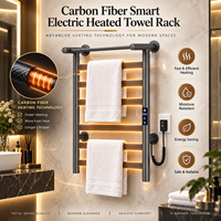 Sèche-serviettes électrique intelligent en acier inoxydable et fibre de carbone, mural, pour hôtel, salle de bain, vente en gros, OEM, ODM