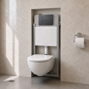 Diseño Interior de Baño Minimalista, Tanque de Agua Invisible que Ahorra Espacio, <span class=keywords><strong>Cisterna</strong></span> Oculta Moderna con Panel de Descarga Metálico - Product Image 2