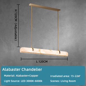 Lustre en albâtre en forme de <span class=keywords><strong>colonne</strong></span>, lampe moderne nordique en laiton minimaliste, luminaire suspendu en marbre pour salon - Hauteur réglable - Product Image 6